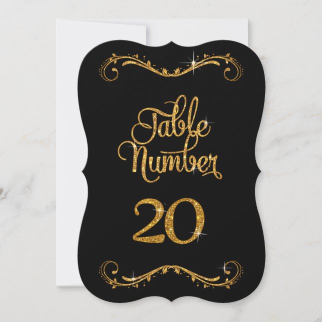 Invitación Fancy Script Purpurina Tabla número 20 Recepciones (Anverso)