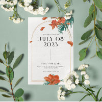 Fancy Tropical Flowers Boda - Save the Date