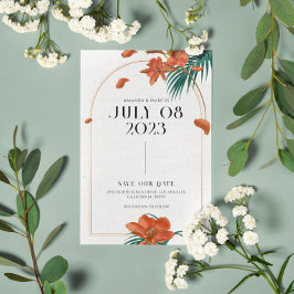 Invitación Fancy Tropical Flowers Boda - Save the Date