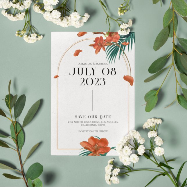 Invitación Fancy Tropical Flowers Boda - Save the Date (Subido por el creador)