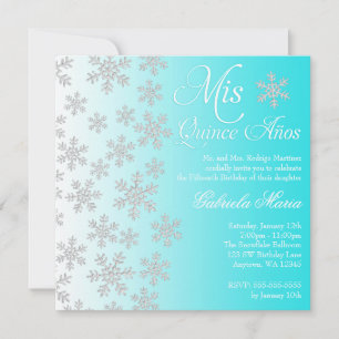 Invitación Fancy Verde azulado Snowflake Winter Wonderland Qu