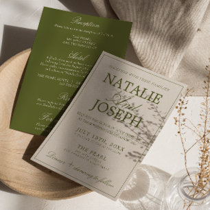 Invitación Fancy Verde Oliva Dinero Antiguo Todo En Uno Boda