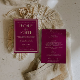 Invitación Fancy Wine Dusty Rose Old Money All In One Wedding