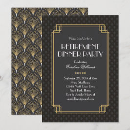 Invitación Fans elegantes Fiestas de retiro Art Déco