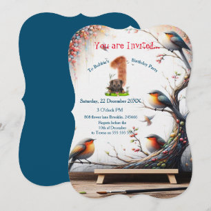 Invitación Fantasía Artística, Dibujos de Aves en Color
