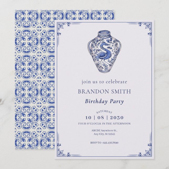 Invitación Fantasía azul blanca (Anverso / Reverso)