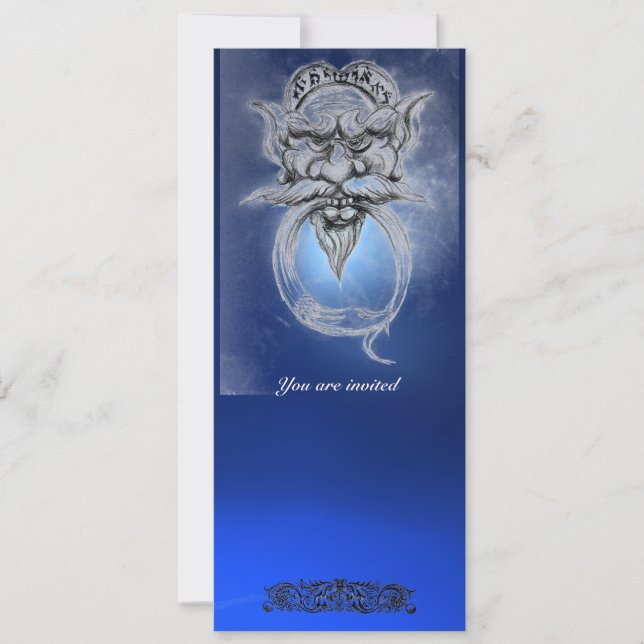 Invitación FANTASÍA Azul Gemstone TAROT/ANTIQUE GROTESQUE (Anverso)