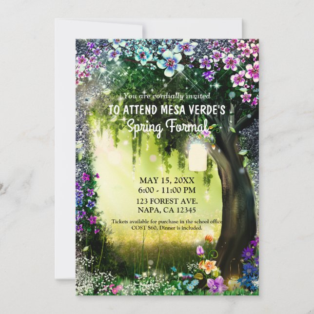 Invitación Fantasia Bosque Encantado Bosque de Resplandor Pro (Anverso)