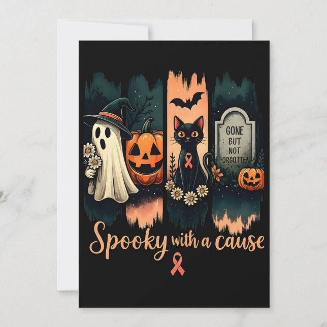 Invitación Fantasía con una causa - Halloween y cinta rosada (Anverso)