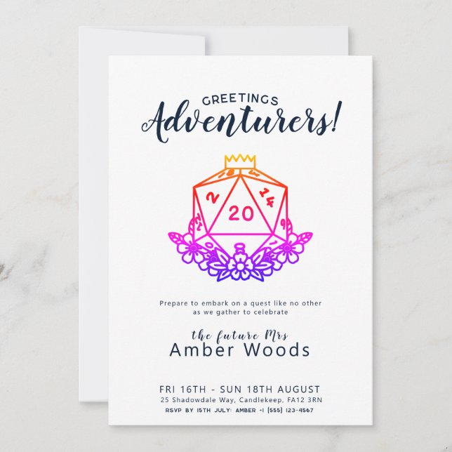Invitación Fantasía / D&D Bachelorette (Anverso)