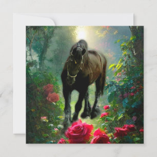 Invitación Fantasía de caballo frisón de belleza negra - Coch