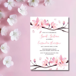 Invitación Fantasía de cerezos rosados de Rubor moderno Cumpl