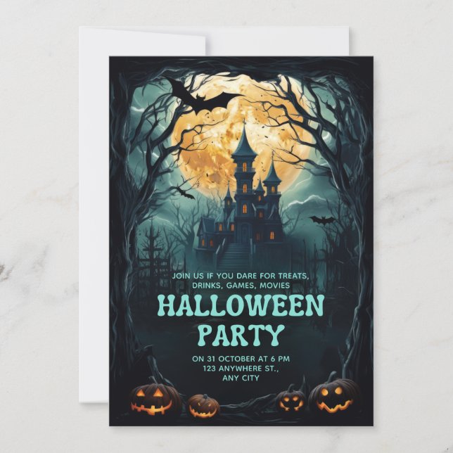 Invitación Fantasía de Halloween con marca de personalizado (Anverso)