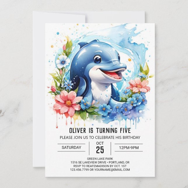 Invitación Fantasía de los animales oceánicos Dolphin Cumplea (Anverso)