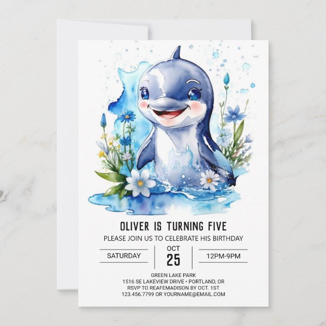 Invitación Fantasía de los animales oceánicos Dolphin Cumplea (Anverso)