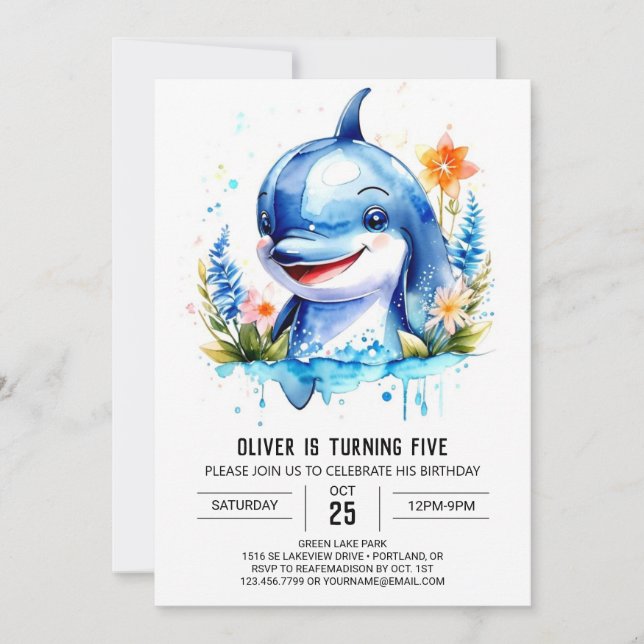 Invitación Fantasía de los animales oceánicos Dolphin Cumplea (Anverso)