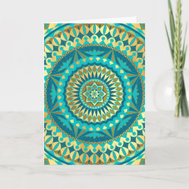 Invitación Fantasia de Mandala Azul Dorado