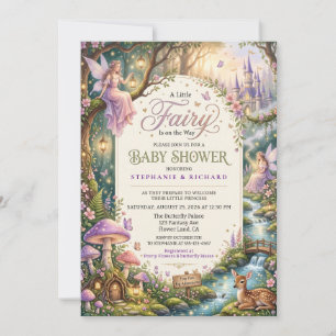 Invitación Fantasia de Princesa Hada Lila Rosa para Baby Show