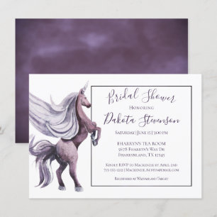 Invitación Fantasía de Unicorn Ducha acuarela púrpura mágic