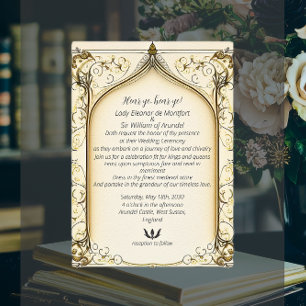 Invitación Fantasía del Renacimiento Medieval Pergamino Arque