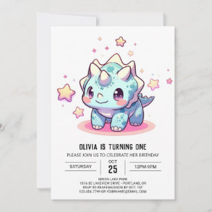 Invitación Fantasía Dinosaurio Moderno Primer cumpleaños