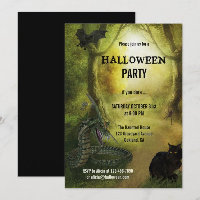 Invitación Fantasía en la fiesta de Halloween (Anverso / Reverso)