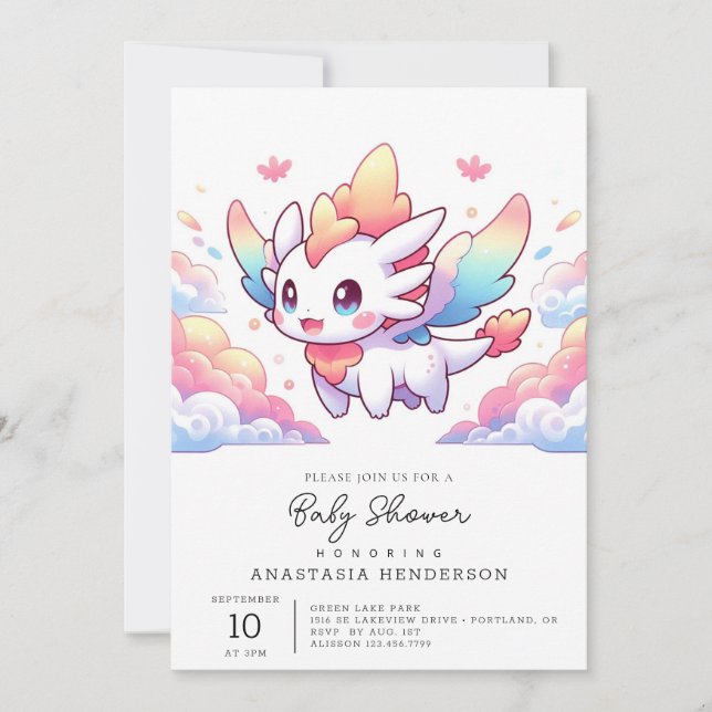 Invitación Fantasía encantada Dragon Baby Shower (Anverso)