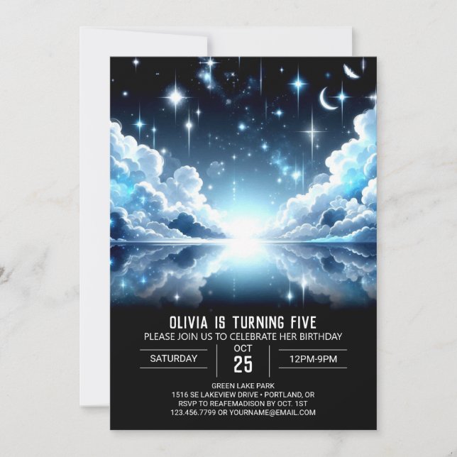Invitación Fantasía espacial Cumpleaños Celestial Digital (Anverso)