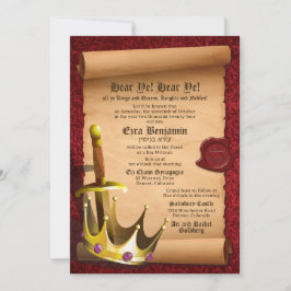 Invitación Fantasía Espada Corona Medieval Times Bar Mitzvah