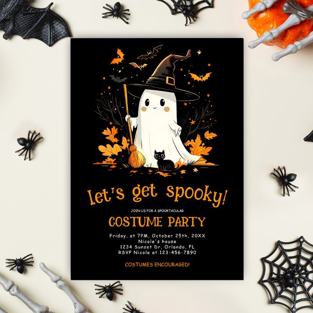 Invitación Fantasía fantasma Fiesta de Halloween de Octubre (Ghost Witch Spooky October Halloween Party Invitation)