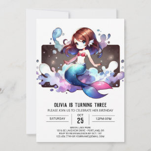 Invitación Fantasía fantástica cumpleaños de la sirena