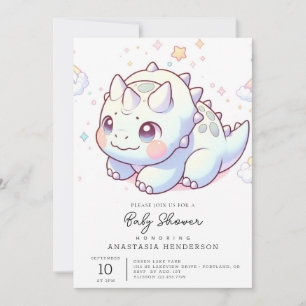 Invitación Fantasía Feliz Dinosaurio Baby Shower