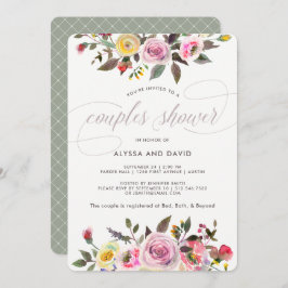 Invitación Fantasía floral | Ducha de las parejas acuarelas m