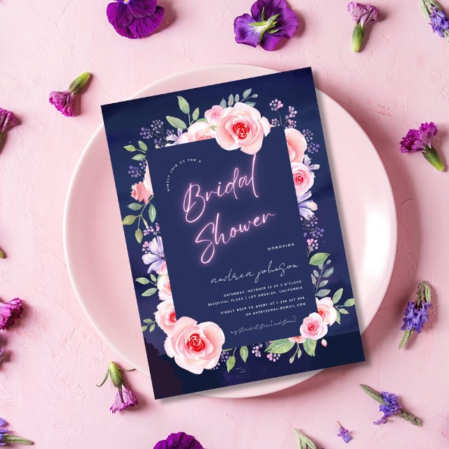 Invitación Fantasía floral moderna de ensueño Ducha de Neon B (Subido por el creador)