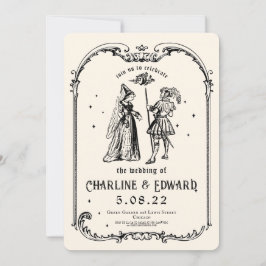 Invitación Fantasía grabando arte Boda medieval