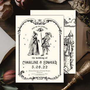 Invitación Fantasía grabando arte Boda medieval
