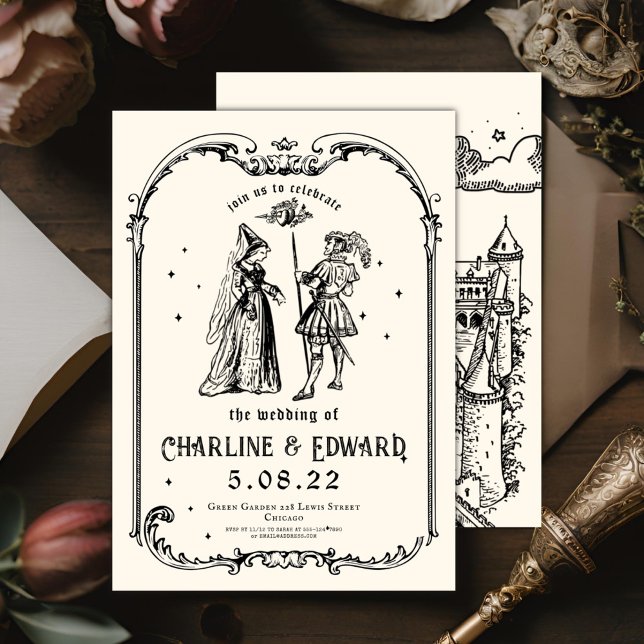 Invitación Fantasía grabando arte Boda medieval (Subido por el creador)