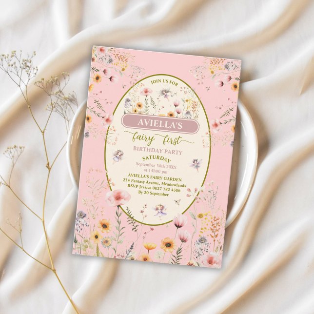 Invitación Fantasía hadas de flores silvestres primera invita (Subido por el creador)