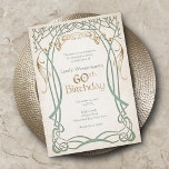 Invitación Fantasía medieval 60º cumpleaños<br><div class="desc">Estas invitaciones están aquí en asuntos de fiesta. Las piezas coordinadoras de esta fantástica suite invitaciones para cumpleaños cuentan con árboles elegantes de estilo celta o elvish, detalles falsos de Relieve metalizado y texto celta en pergamino. Perfecto para su gran fantasía boda o cumpleaños de jugador rpg. ¡Solicite sus invitaciones...</div>