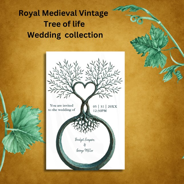 Invitación Fantasía mística medieval grabando Boda de árboles (Subido por el creador)