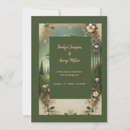 Invitación Fantasía mística medieval grabando Boda forestal