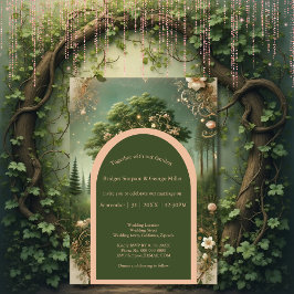 Invitación Fantasía mística medieval grabando Boda forestal