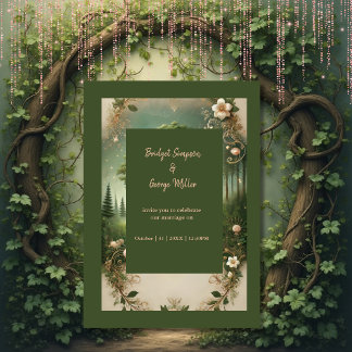 Invitación Fantasía mística medieval grabando Boda forestal
