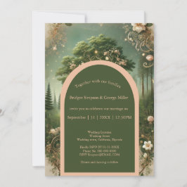 Invitación Fantasía mística medieval grabando Boda forestal