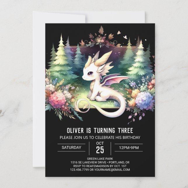 Invitación Fantasía moderna Dragón Cumpleaños (Anverso)
