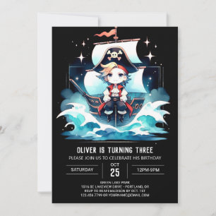 Invitación Fantasía moderna pirata cumpleaños