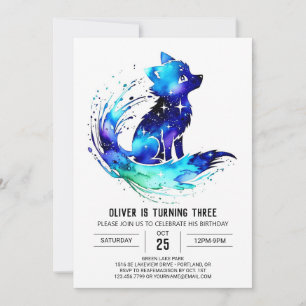 Invitación Fantasía Simple Wolf Digital Boy Cumpleaños