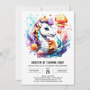 Invitación Fantasía Subacuática Caballo de mar Splash Cumplea