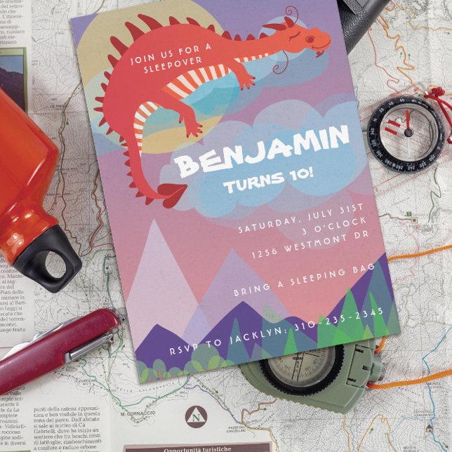 Invitación Fantasía Tema Dragon Sleepover Campamento (Subido por el creador)