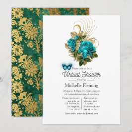 Invitación Fantasia Turquesa y Dorada Ducha Virtual